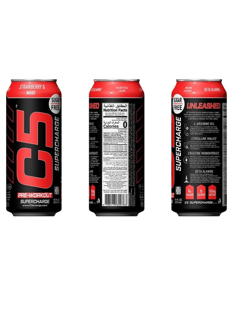 C5 SUPERCHARGE Sugar Free Strawberry & Kiwi 473ml Pack of 12