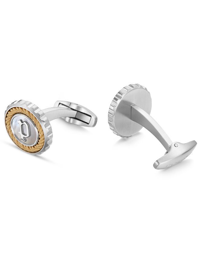 Cable Cufflinks For Men Silver and Yellow Gold Plated