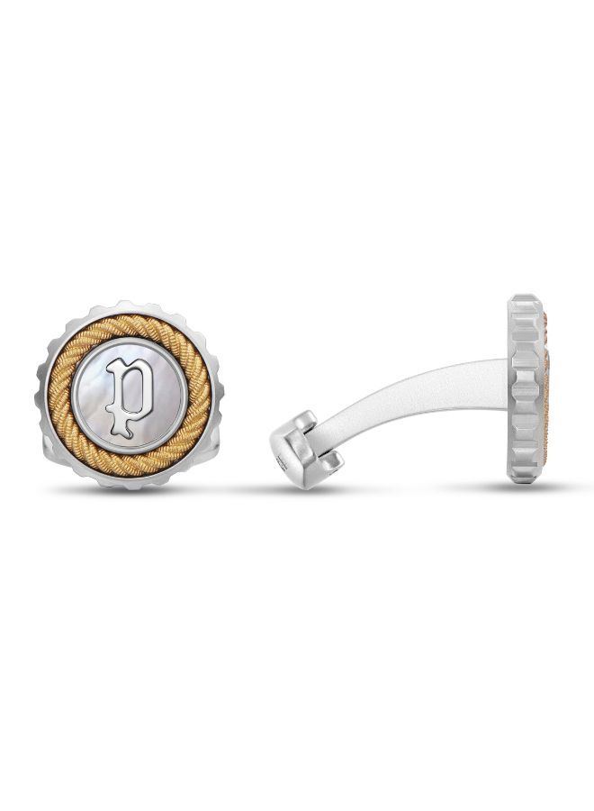 Cable Cufflinks For Men Silver and Yellow Gold Plated