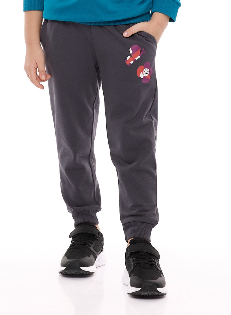 Embroidered Sweat Top And Jogger Set