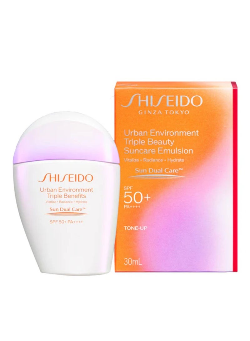 SHISEIDO Urban Environment Triple Beauty Suncare Emulsion - SPF 50+, 30ml