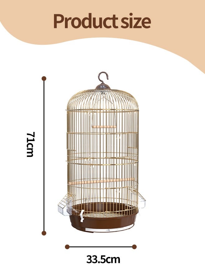 Round Bird Cage Birdcage Parakeet Cage for Small Size Birds Flight Cockatiel Lovebird Finches Canary Aviary Budgie Gold