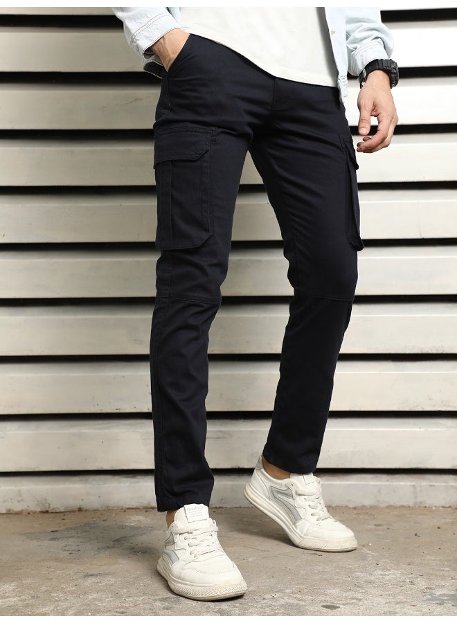 Men's Navy Straight Trousers - Stylish and Versatile for All Occasions