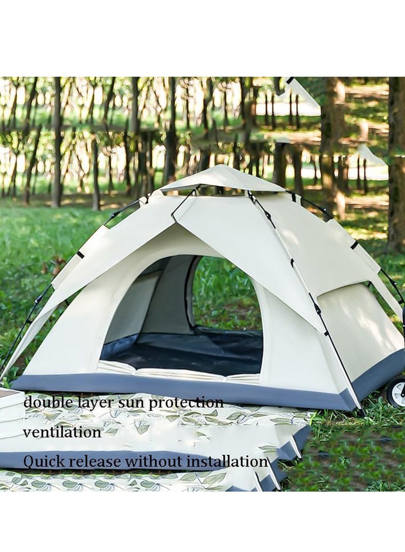 Fully Automatic Tent Outdoor 3-4 People Camping Thickening Rainproof(Beige)