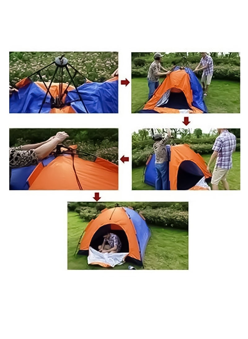 Camping Tent with Weather Technology, Instant Setup 3 Person Waterproof Tent, Double-Thick Fabric And Carry Bag, Sets Up In Few Minutes Automatic Tent For Outdoor (2x1.5 Meter)