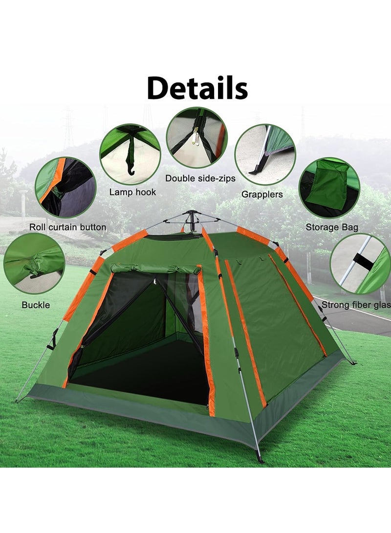 Camping Tent with Weather Technology, Instant Setup 4 Person Waterproof Tent, Double-Thick Fabric And Carry Bag, Sets Up In Few Minutes Automatic Tent For Outdoor LB-20345