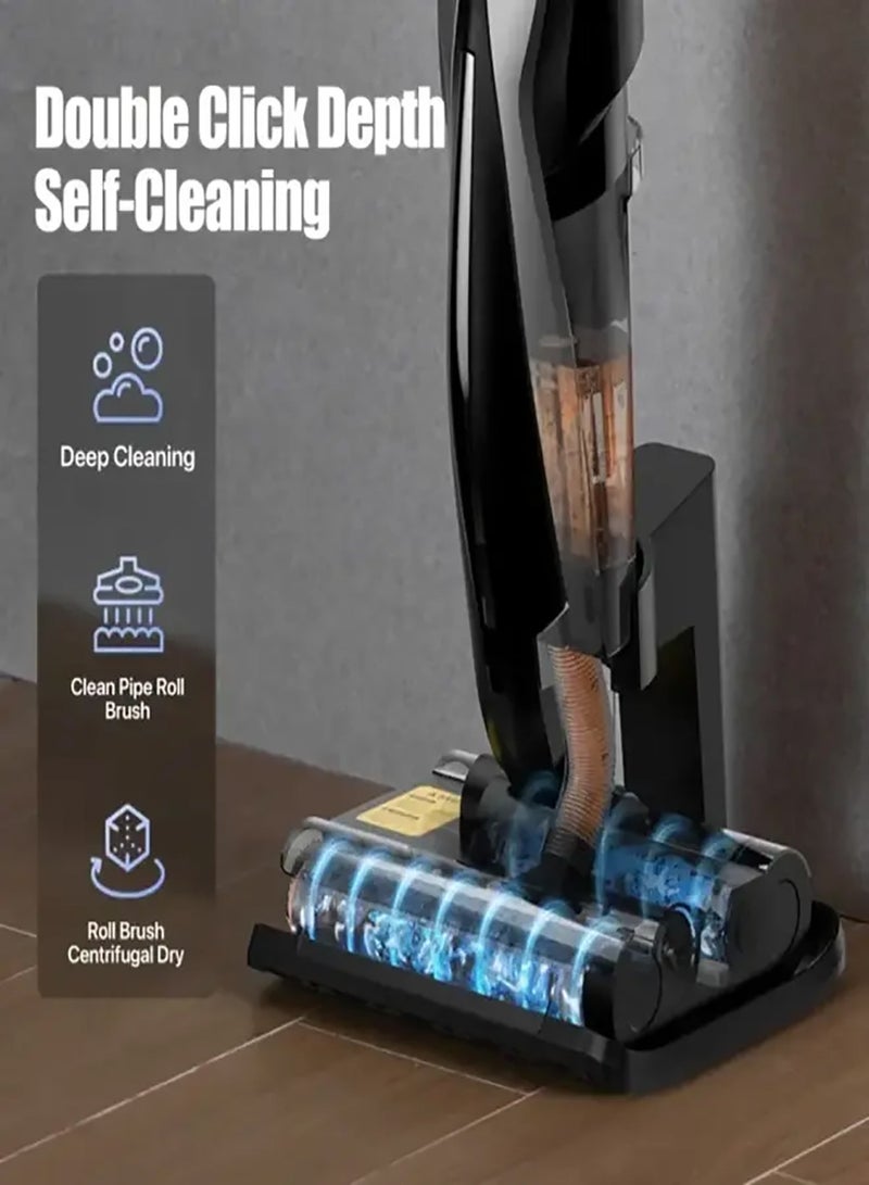 Cordless Vacuum Cleaner Wet And Dry Vacuum Cleaner 15000PA Suction Force And Run Time Of Max 30 Mints, Double Roller Brush 600ml Clean Water Tank & 700ml Sewage Tank 4000mAh Battery 160W - 160 W VX96W Black