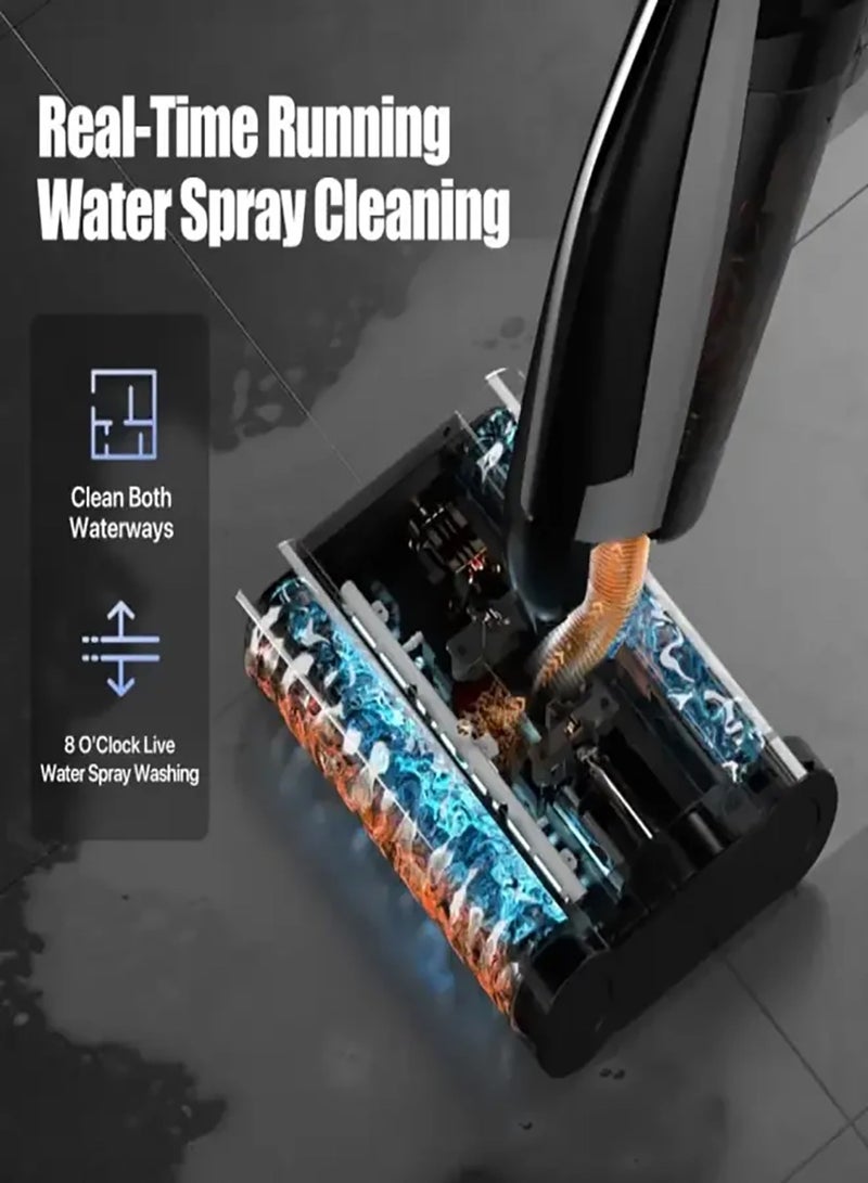 Cordless Vacuum Cleaner Wet And Dry Vacuum Cleaner 15000PA Suction Force And Run Time Of Max 30 Mints, Double Roller Brush 600ml Clean Water Tank & 700ml Sewage Tank 4000mAh Battery 160W - 160 W VX96W Black