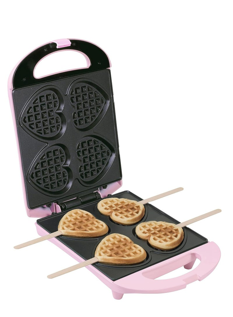 Waffle Iron for Heart Waffles on Handle, 780W, Pink