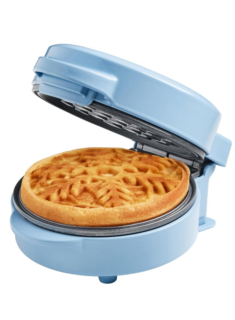 Mini Waffle Iron with Snowflake Pattern, 550W, Blue