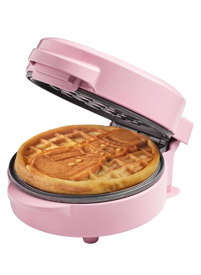 Mini Waffle Iron with Snowman Pattern, 550W, Pink