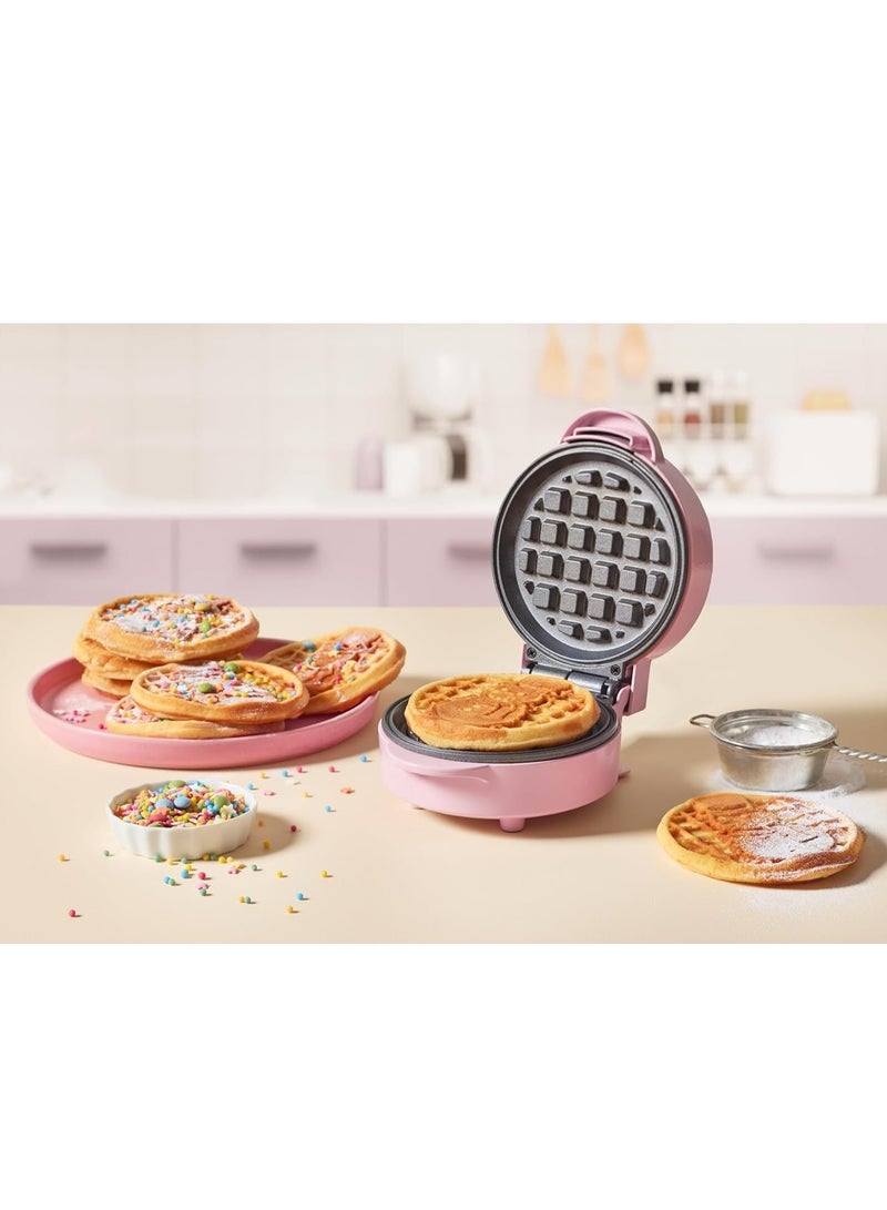 Mini Waffle Iron with Snowman Pattern, 550W, Pink