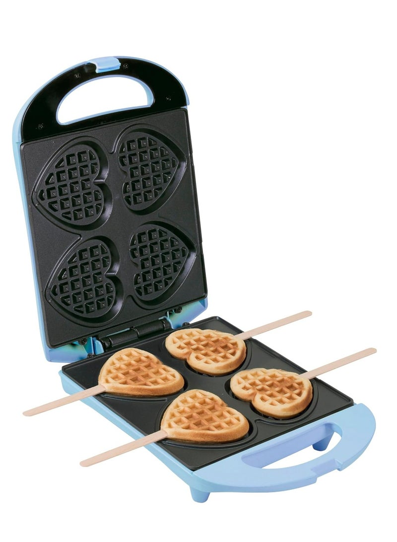 Waffle Iron for Heart Wafers on a Stick, 780W, Blue