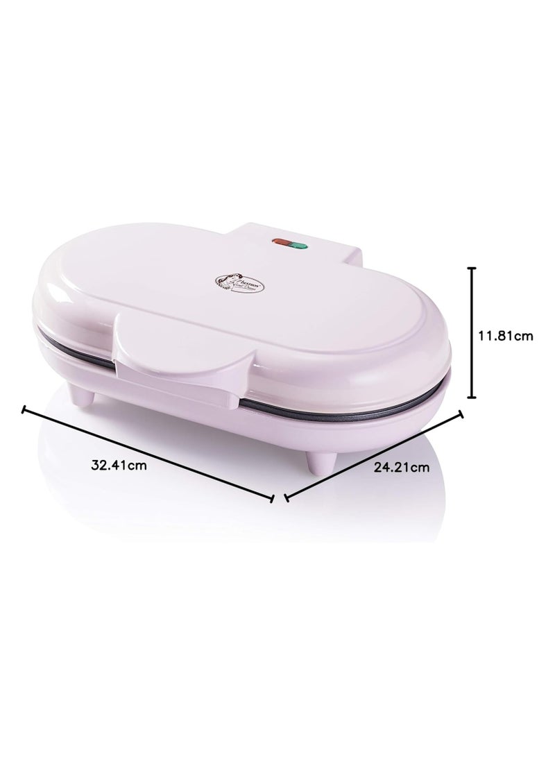 Double Waffle Iron for Classic Heart Waffles - 1000 Watt, Pink