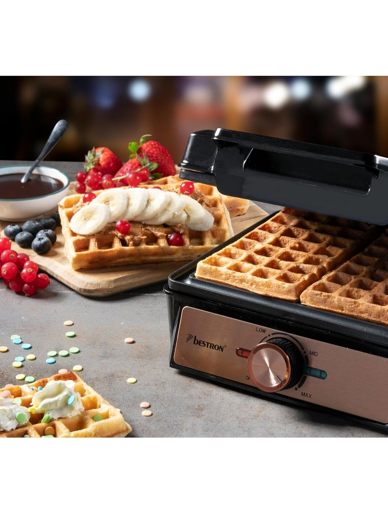 Copper Collection Waffle Iron for Belgian Waffles - Non-Stick Coating, 1600W