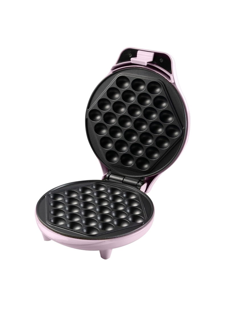 Bubble Waffle Iron, 700W, Pink - Perfect for Ice Cream and Fruits