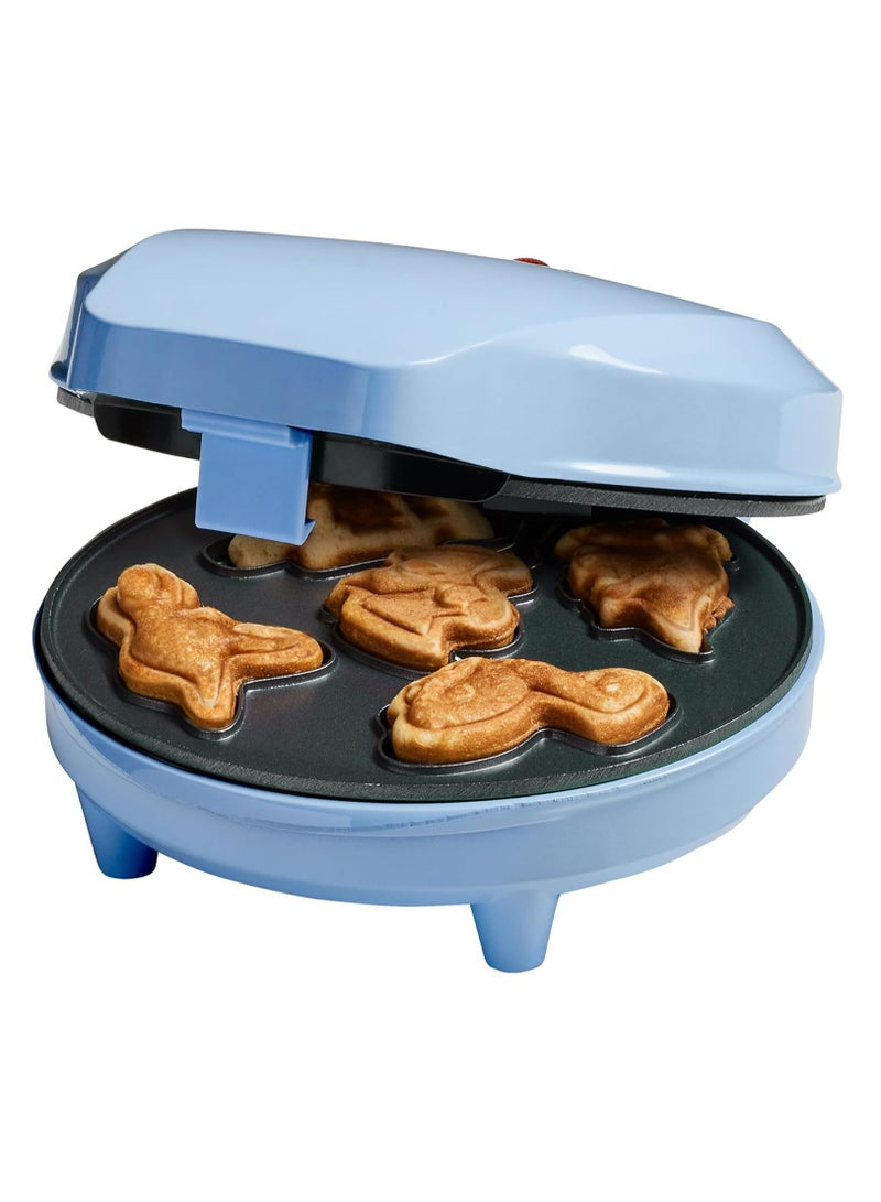 Mini Dino Cookies Waffle Iron - 700 Watt Dinosaur Cookie Maker in Baby Blue