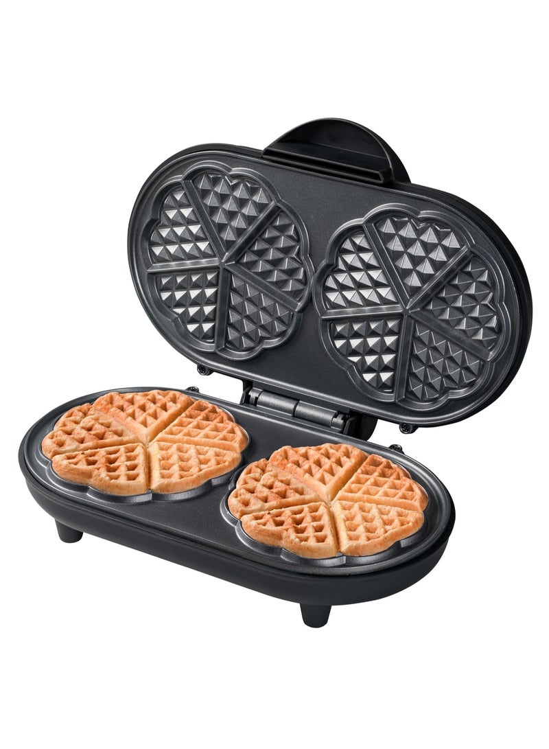 ADWM1000BL Double Waffle Iron for Classic Heart Wafers - 1200 Watt, Matte Black