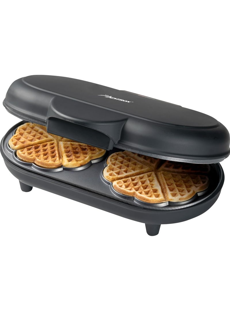 ADWM1000BL Double Waffle Iron for Classic Heart Wafers - 1200 Watt, Matte Black