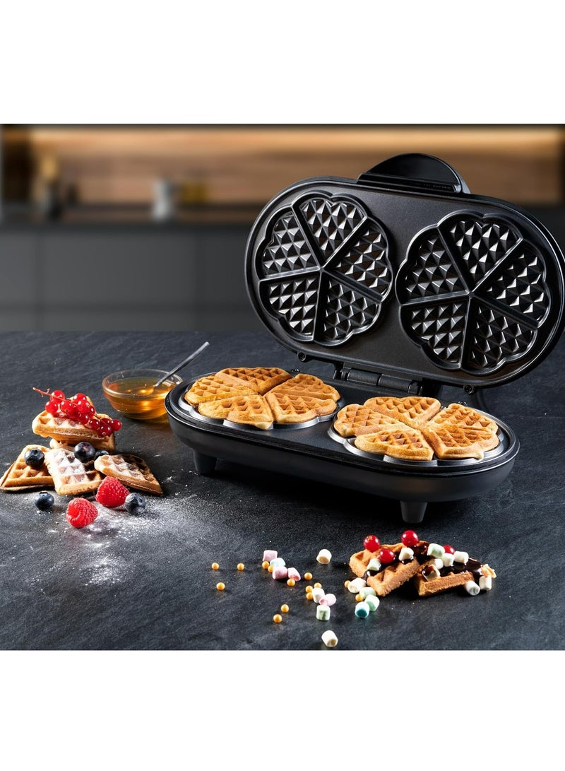 ADWM1000BL Double Waffle Iron for Classic Heart Wafers - 1200 Watt, Matte Black