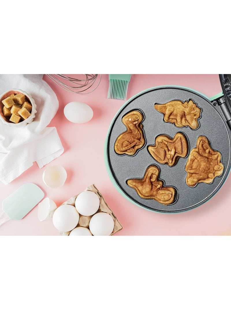 Mini Dino Cookies Waffle Iron - 700 Watt Dinosaur Cookie Maker with Non-Stick Coating