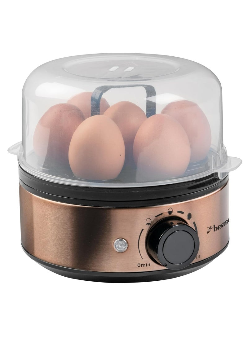 Egg Boiler for 7 Eggs with Beep, Dry Run Protection, Adjustable Hardness, Black/Copper