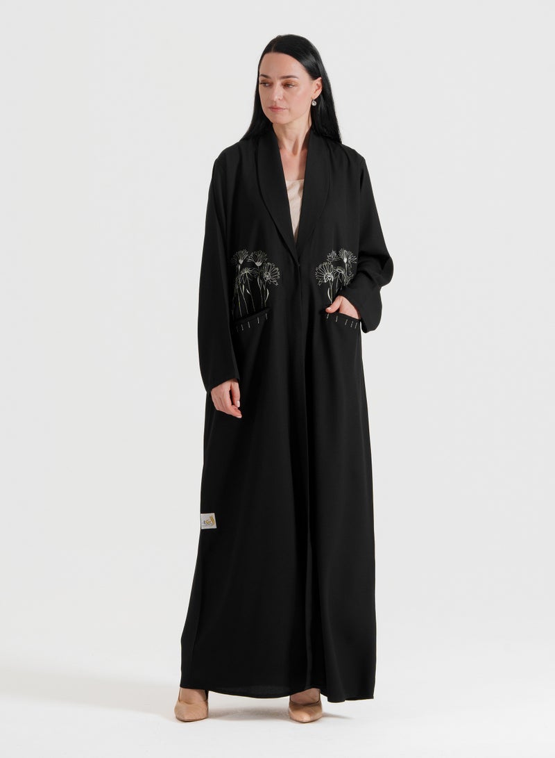 Embellished Abaya With Pocket Embroidery