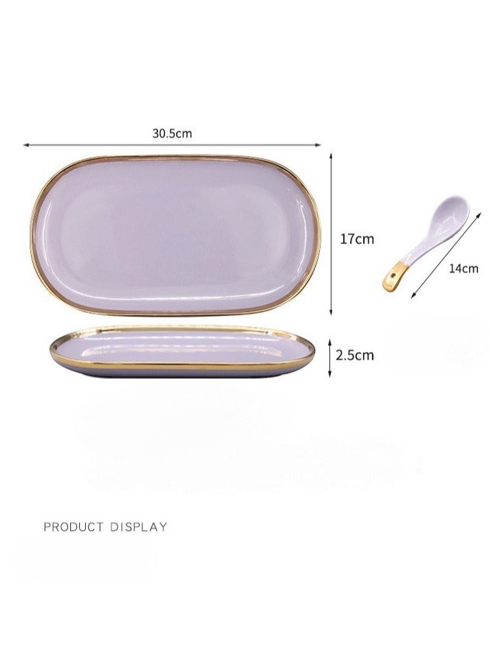 Elegant Marble Gold Rim 18-Piece Dinnerware Set for 3-4 People - Premium Porcelain Set