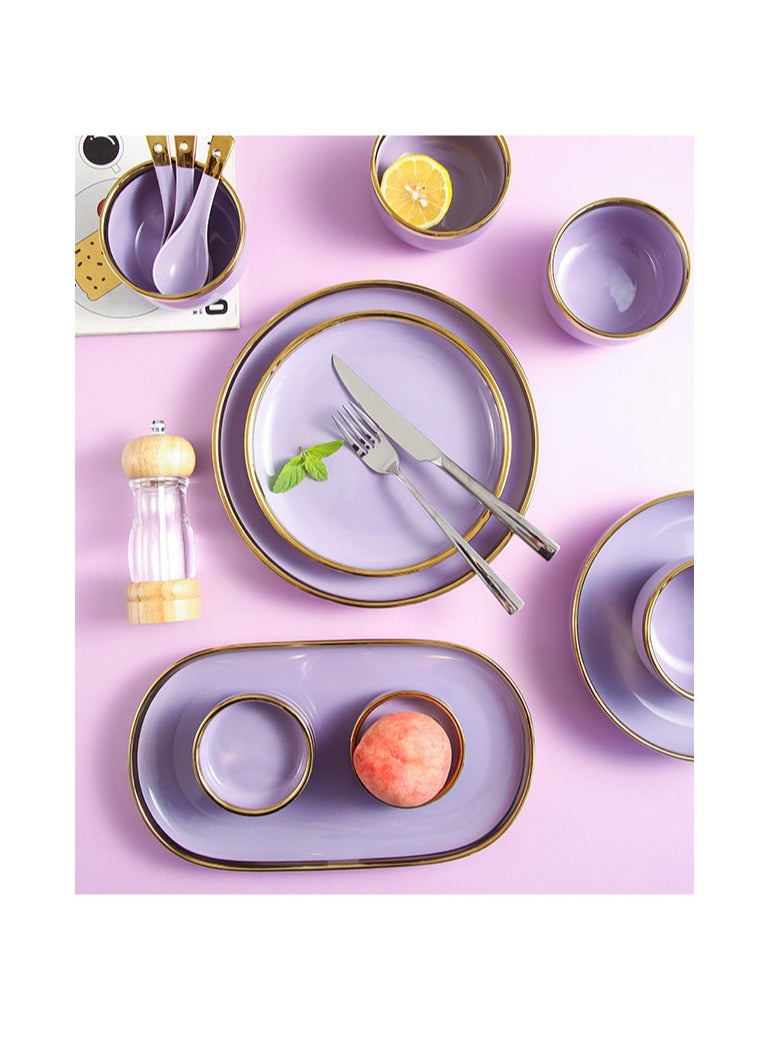 Elegant Marble Gold Rim 18-Piece Dinnerware Set for 3-4 People - Premium Porcelain Set