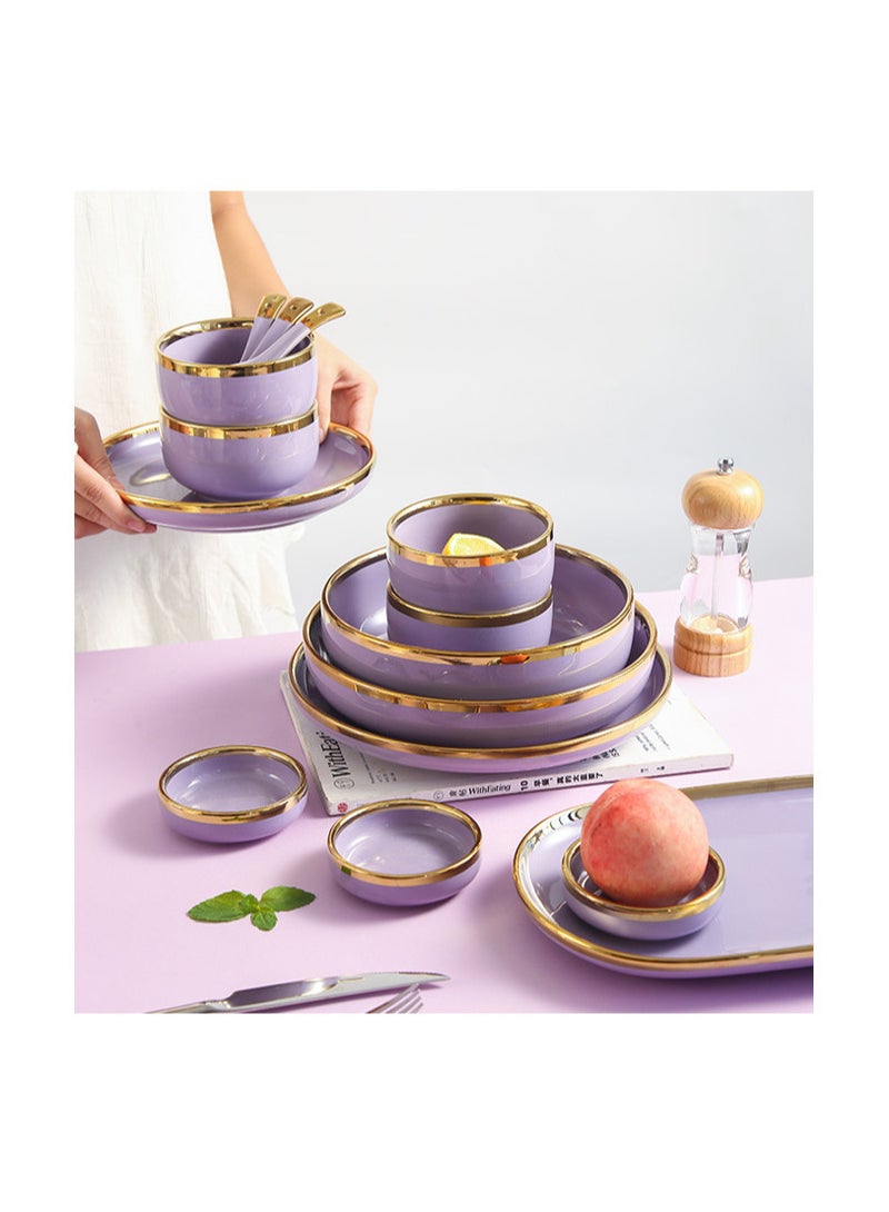 Elegant Marble Gold Rim 18-Piece Dinnerware Set for 3-4 People - Premium Porcelain Set
