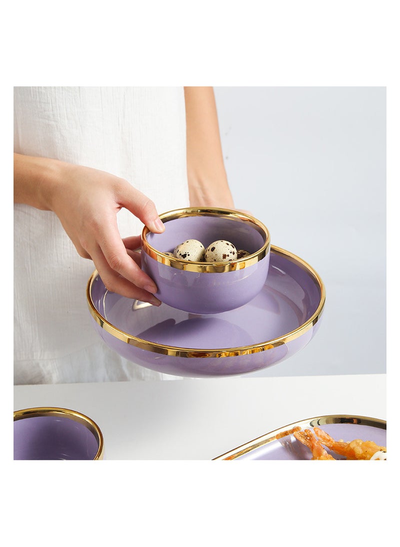 Elegant Marble Gold Rim 18-Piece Dinnerware Set for 3-4 People - Premium Porcelain Set