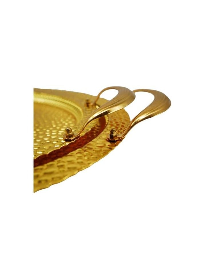 2-Piece Oval Drawed Tray Gold – Decorative Oval Trays with Gold Finish for Serving and Decor