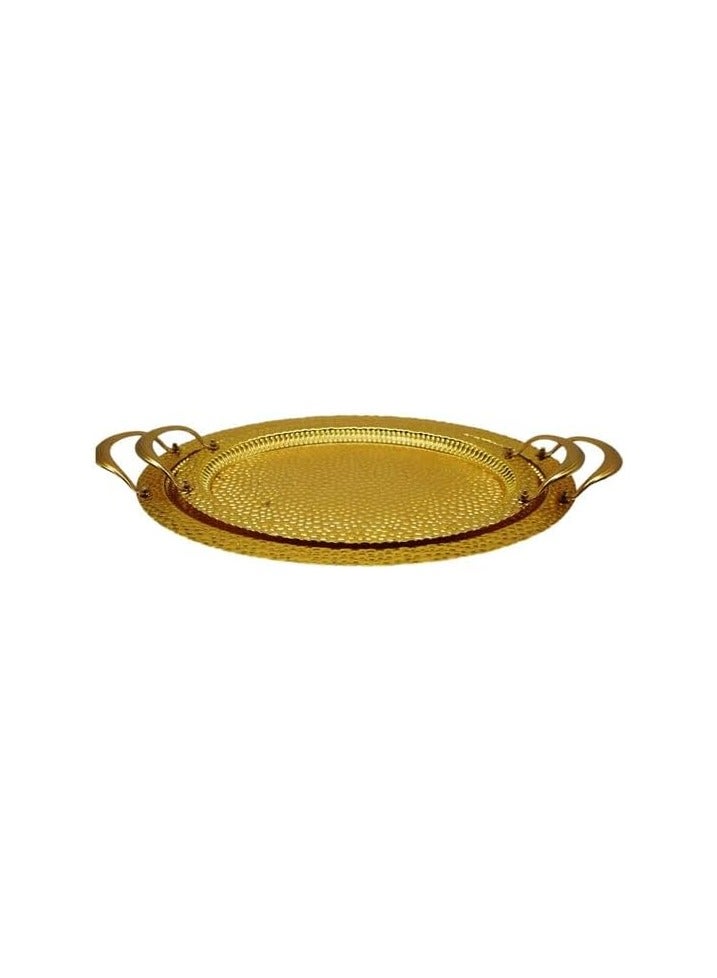 2-Piece Oval Drawed Tray Gold – Decorative Oval Trays with Gold Finish for Serving and Decor