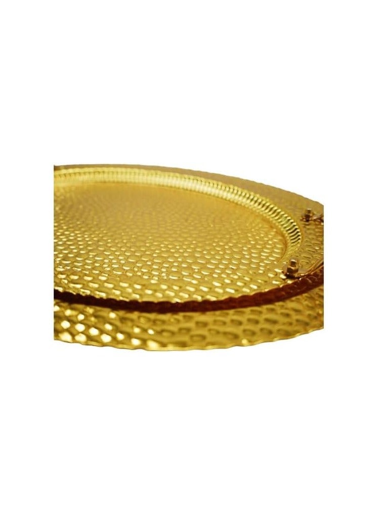 2-Piece Oval Drawed Tray Gold – Decorative Oval Trays with Gold Finish for Serving and Decor