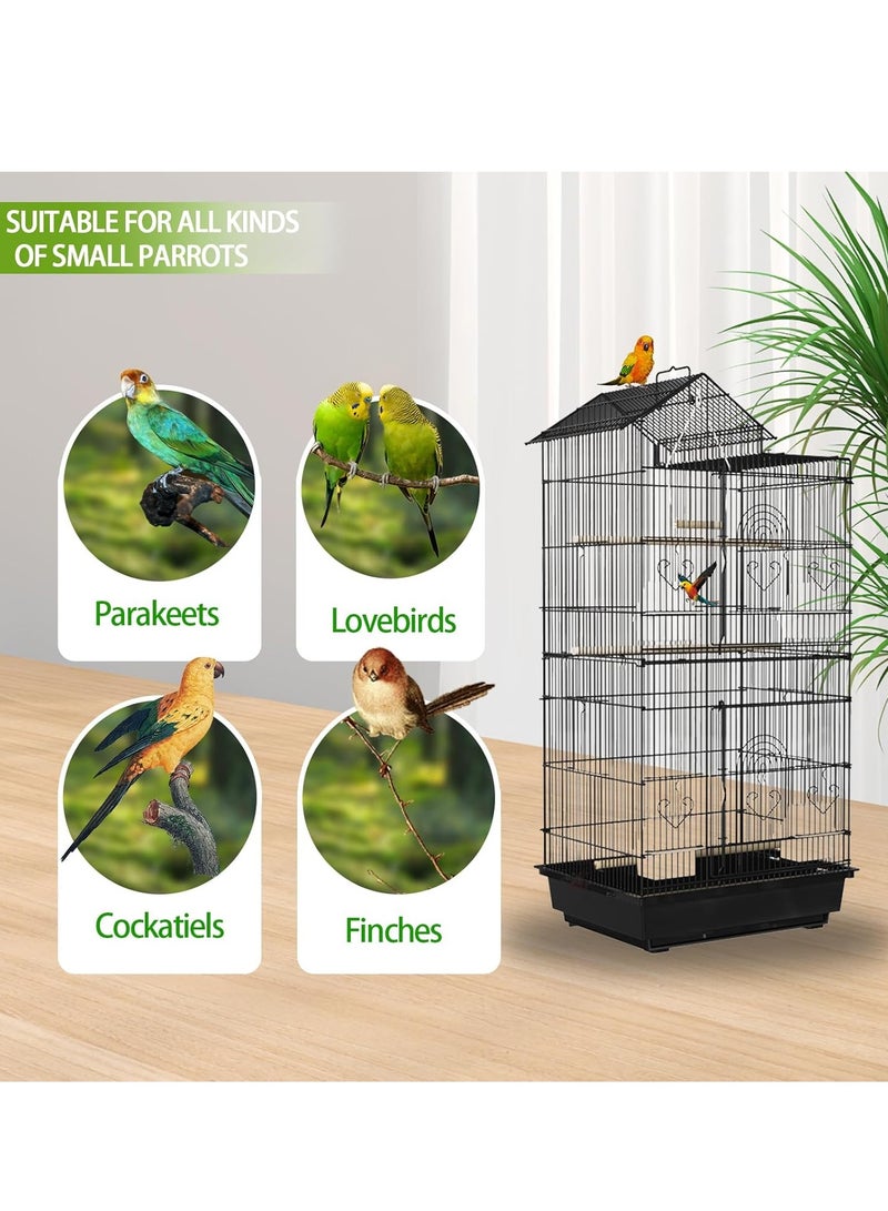 100cm Wrought Iron Bird Cage Open-Top Parrot Cage with Rolling Stand for Parakeets Cockatiels Budgies Parrotlets Lovebirds Canary Small-Sized Birds Parrots