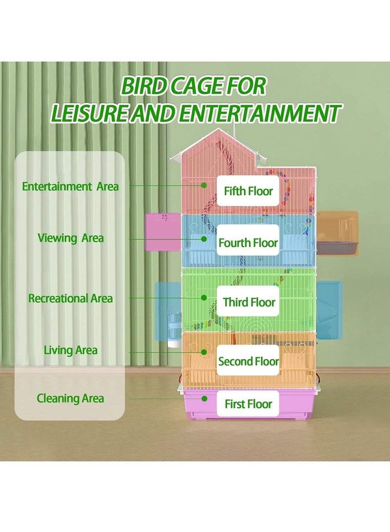 100cm Wrought Iron Bird Cage Open-Top Parrot Cage with Rolling Stand for Parakeets Cockatiels Budgies Parrotlets Lovebirds Canary Small-Sized Birds Parrots