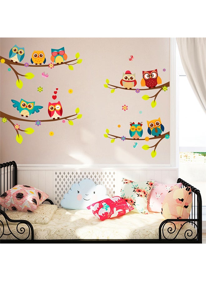 Owl On Branch Kids Room Wall Sticker Multicolour 25 x 70centimeter