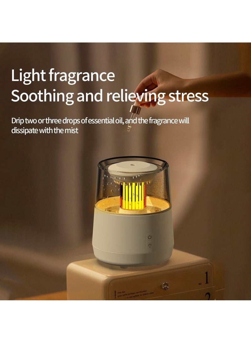 Water Drop Candlelight Simulated Rain Aromatherapy Aromatherapy Essential Oil Diffuser, Ultrasonic Air Diffuser Cool Mist Humidifier Aromatherapy Diffuser 7 Colors Atmosphere Light Waterless Auto-off and Silent White