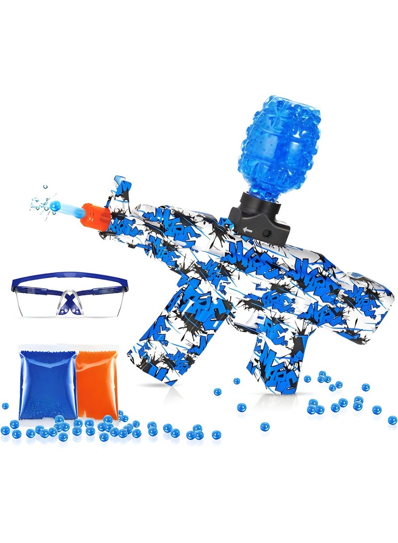 Electric Gel Ball Blaster, Eco-Friendly Gel Water Bead Blaster Shooting Elite Toy for Kid Child, Gel Ball Ammo, 10 Soft Bullets, Goggles, Rechargeable Battery, Shoot Far Up to 65 ft (BLUE)