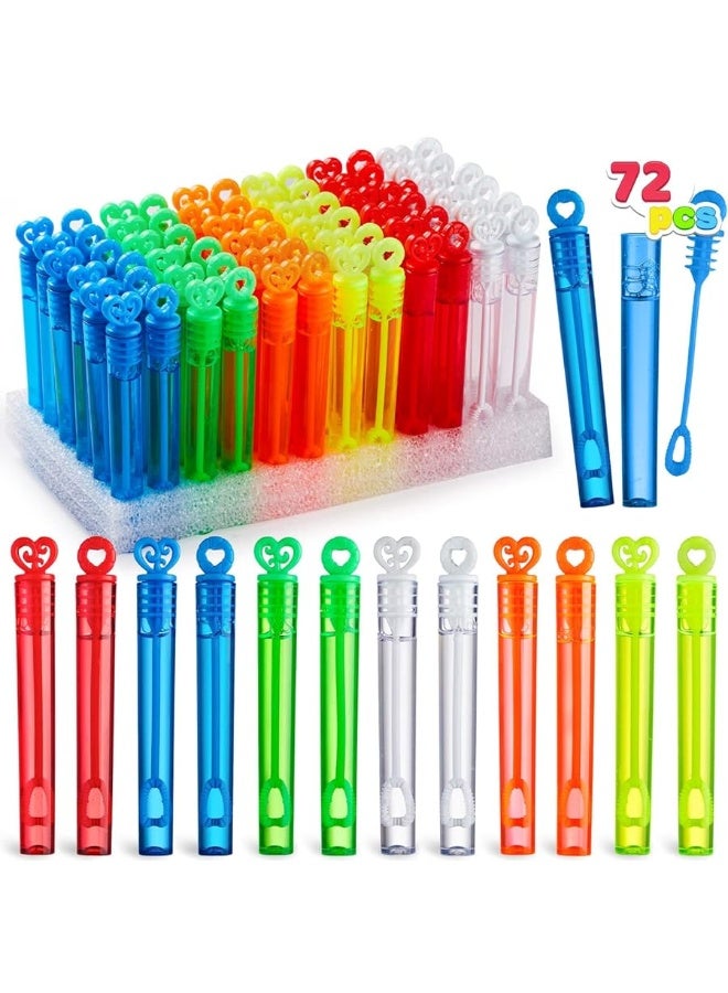 JOYIN 72 Pcs 6 Colors Mini Bubble Wands Bulk Party Favors Assortment Toys for Kids, Carnival Prizes, Wedding, Outdoor Gifts for Girls & Boys, Easter Basket Stuffers Goodie Gift Bag Stuffer Fillers