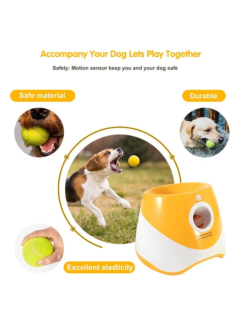 Dog Tennis Launcher Automatic Pet Toy Mini Tennis Throwing Pinball Machine Interactive Rechargeable Catapult for Dogs