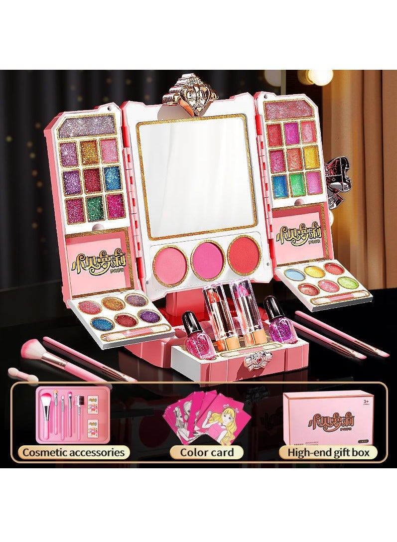 Beauty Fashion Kids Makeup Toy For Girls Washable Cosmetic Toy Set With Light Makeup Pretend Play Lipstick Nail Polish Kit 3 Years Children