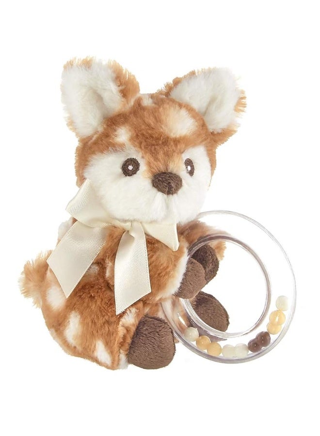 Bearington Baby Lil' Willow Plush Fawn Shaker Toy Ring Rattle, 5 inches