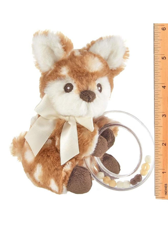 Bearington Baby Lil' Willow Plush Fawn Shaker Toy Ring Rattle, 5 inches