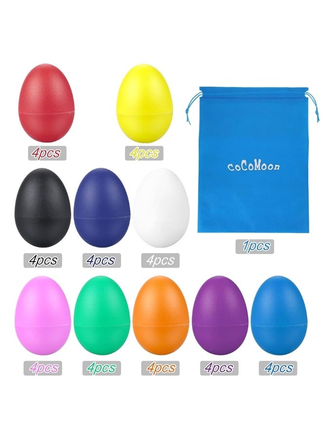 Egg Shakers Musical Instruments for babies-40Pcs Musical Maracas Percussion Instrument (10 Colors) Easter Eggs with a Storage Bag for Music Parties,Toys Music Learning DIY Painting