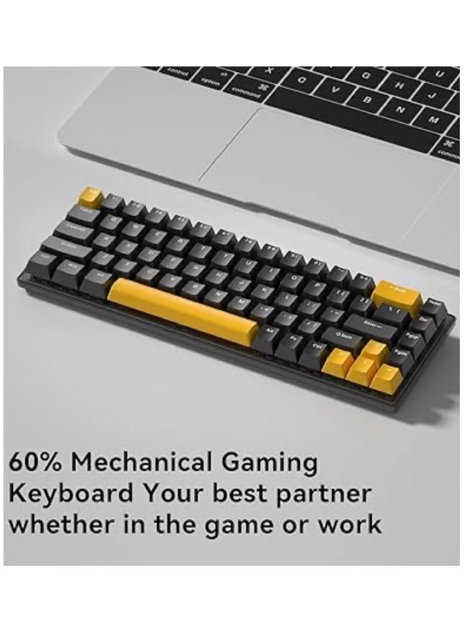 Wired 68-Keys RGB 60% mechanical Gaming Keyboard With Detachable Type-C Cable  Black and yellow