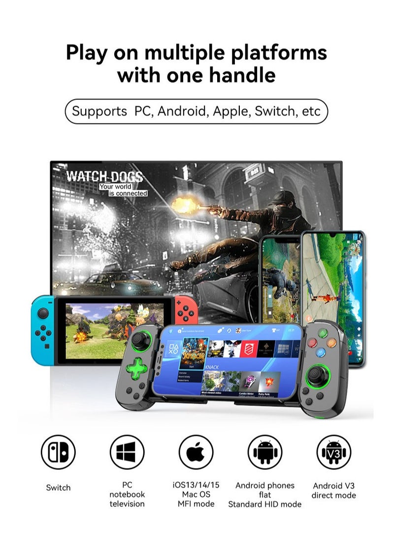 Hardcore Gamer Gamepad Wireless Stretching Bluetooth Gaming Controller Play Xbox PS4 PS5 console games Six Axis Hall Effect Joysticks support Android/iOS/Win7 10 11/Mac OS/Switch Black