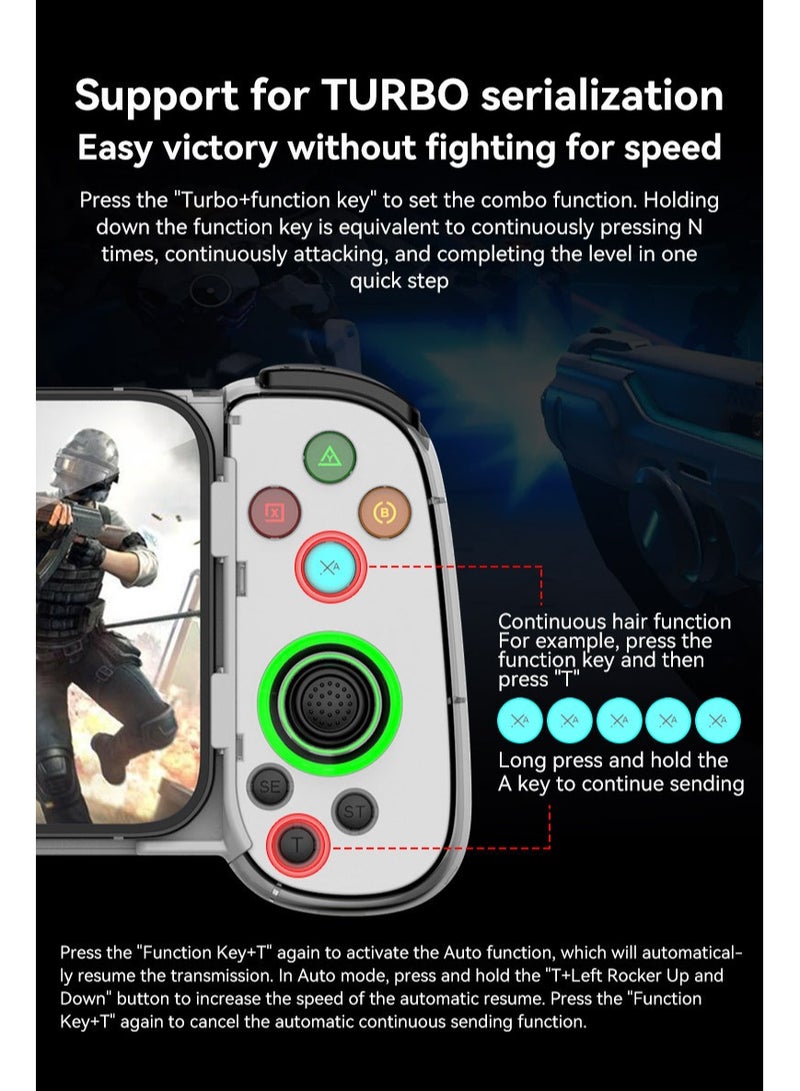 Hardcore Gamer Gamepad Wireless Stretching Bluetooth Gaming Controller Play Xbox PS4 PS5 console games Six Axis Hall Effect Joysticks support Android/iOS/Win7 10 11/Mac OS/Switch Black