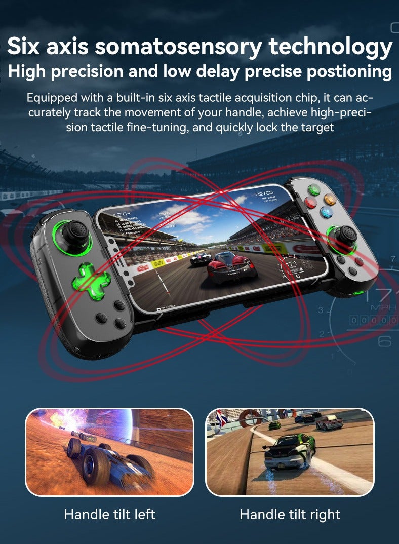 Hardcore Gamer Gamepad Wireless Stretching Bluetooth Gaming Controller Play Xbox PS4 PS5 console games Six Axis Hall Effect Joysticks support Android/iOS/Win7 10 11/Mac OS/Switch Black