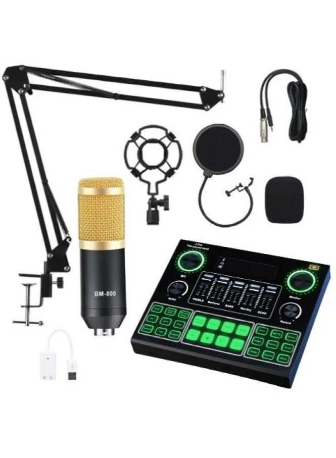 BM800 Condenser Microphone Set with V9 Sound Card – Professional Audio Recording Kit